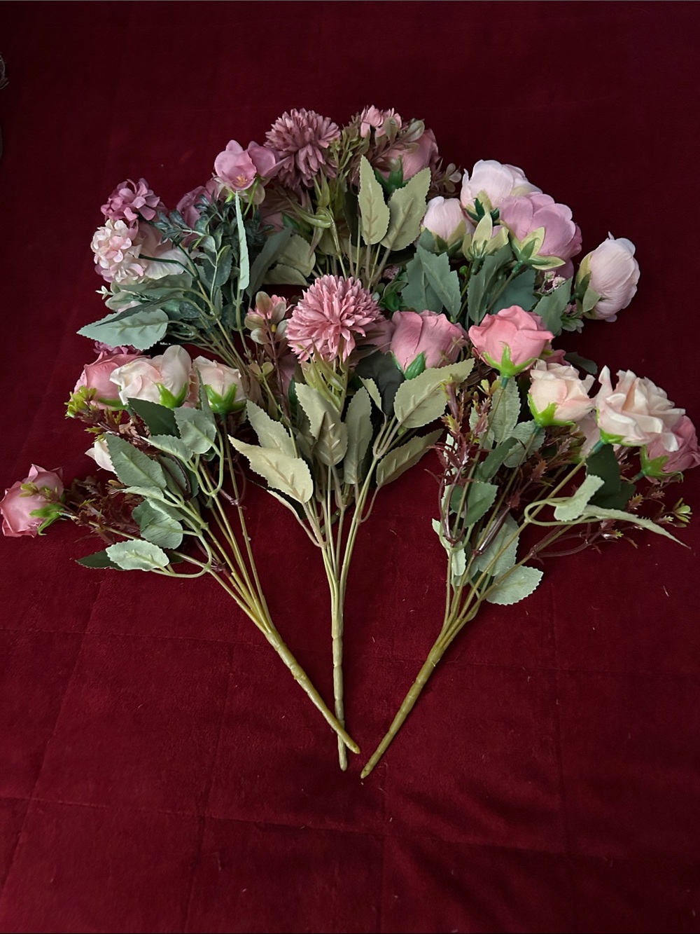 6 bunched Pink Artificial Rose and Wildflower Bouquet